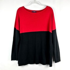 Chaps Red & Black Long Sleeve Knit Top